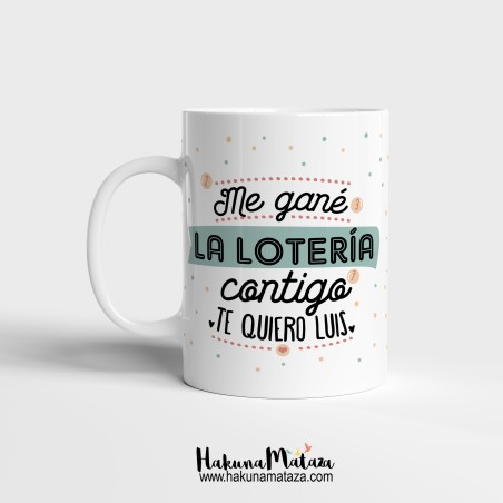 Taza personalizada Navidad - Me gané la lotería contigo Taza personalizada Navidad - Me gané la lotería contigo