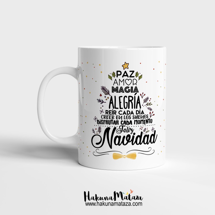 Taza personalizada Navidad - Árbol Navidad de palabras bonitas
