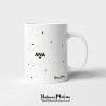 Detalle del diseño de la taza con la constelación y algunos rasgos de Leo.
