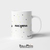 Detalle del diseño de la constelación de Sagitario en la taza