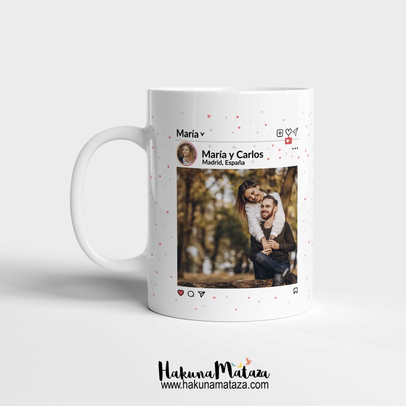 Taza con foto de red social personalizada