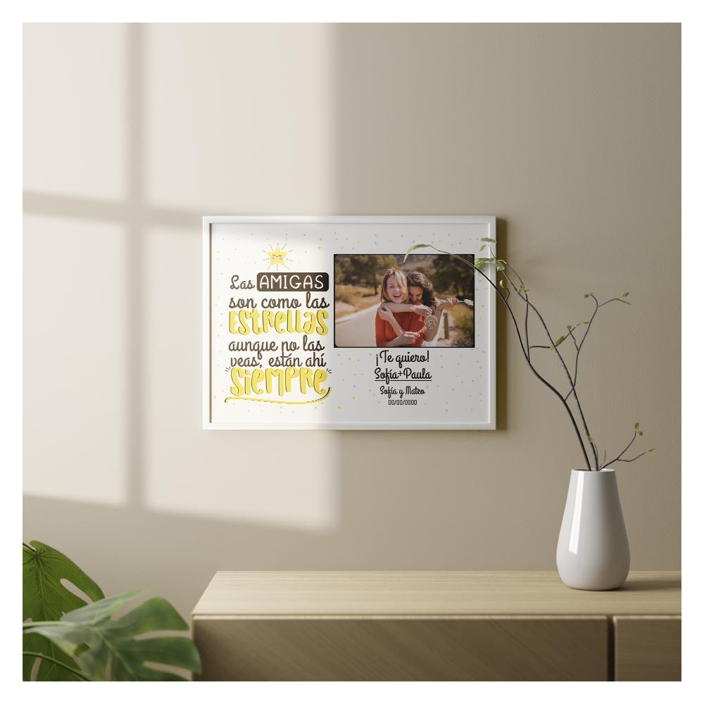 Lámina personalizada con foto - Las amigas son como las estrellas