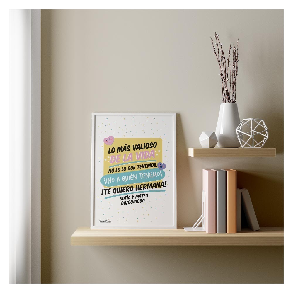 Lámina personalizada - Te quiero hermana / hermano