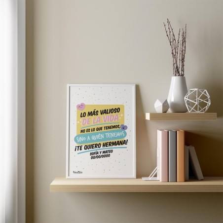 Lámina personalizada - Te quiero hermana / hermano