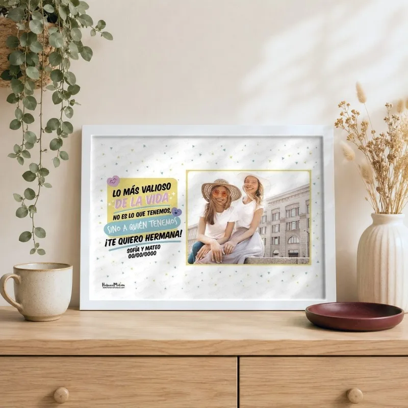 Lámina personalizada con foto - Te quiero hermana / hermano