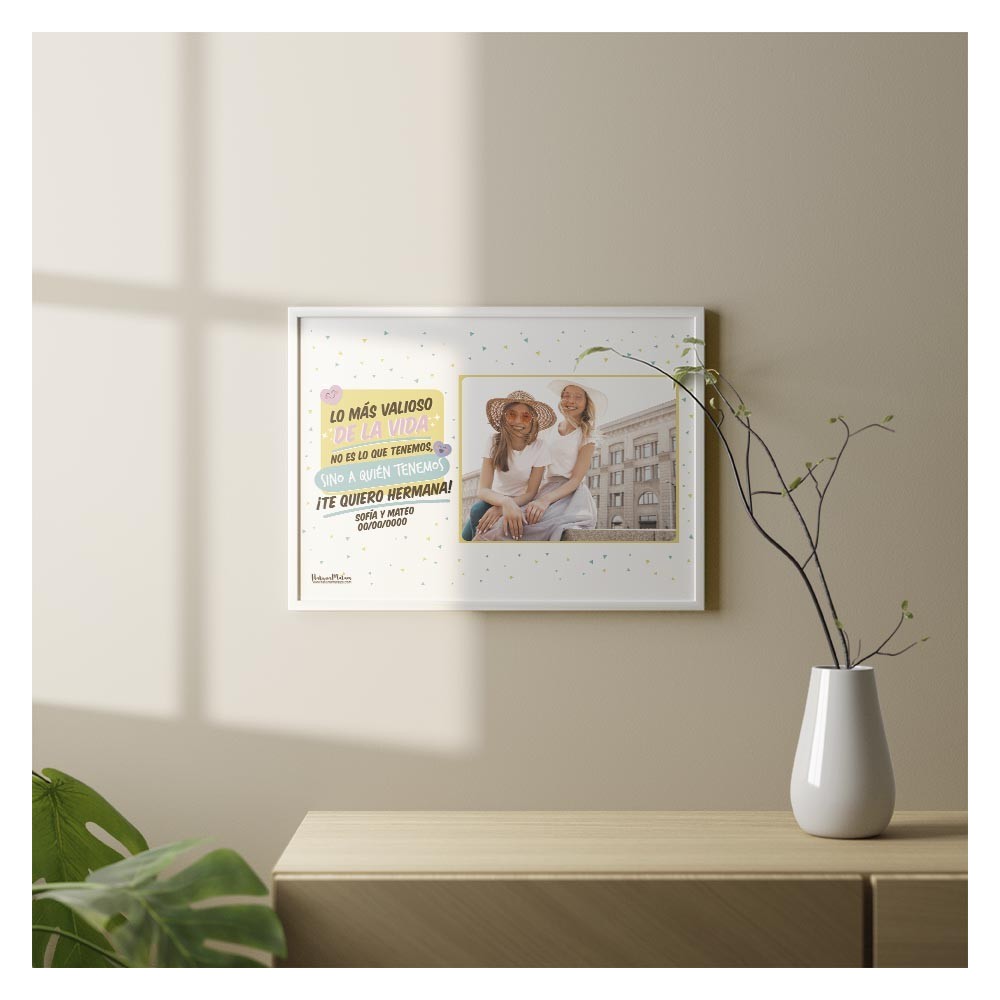 Lámina personalizada con foto - Te quiero hermana / hermano
