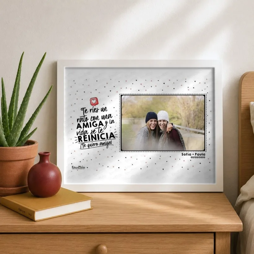 Lámina personalizada con foto - Te ríes un rato y la vida se reinicia