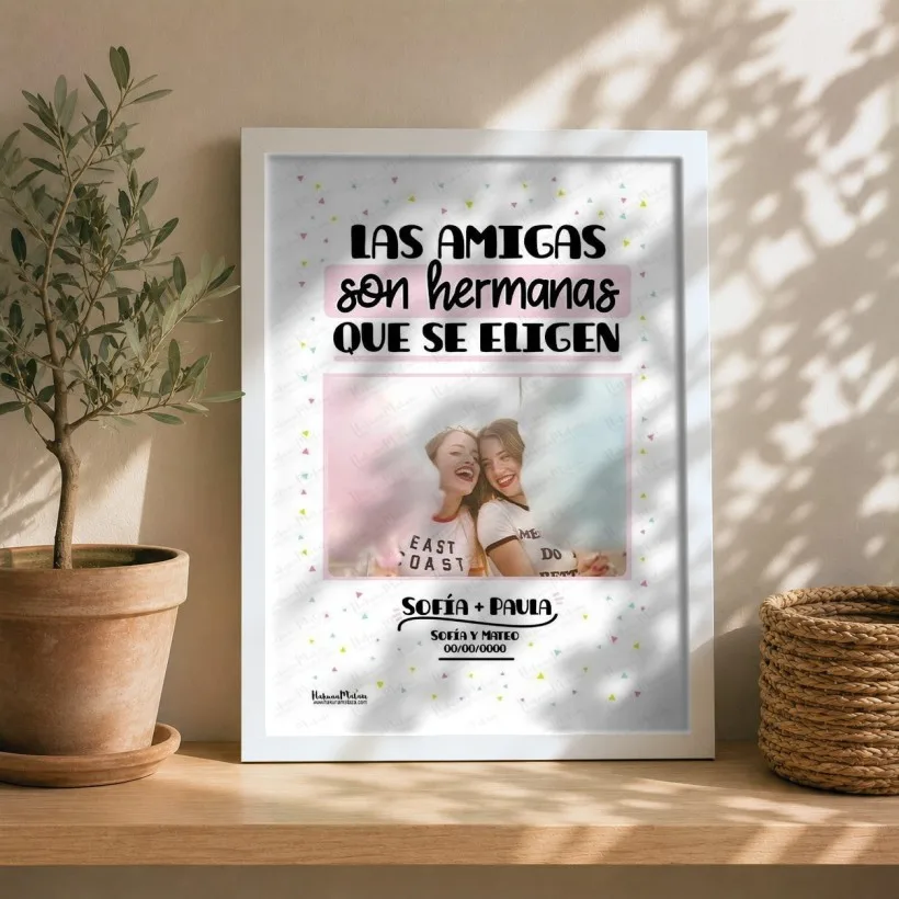 Lámina personalizada con foto - Las amigas son hermanas que se eligen