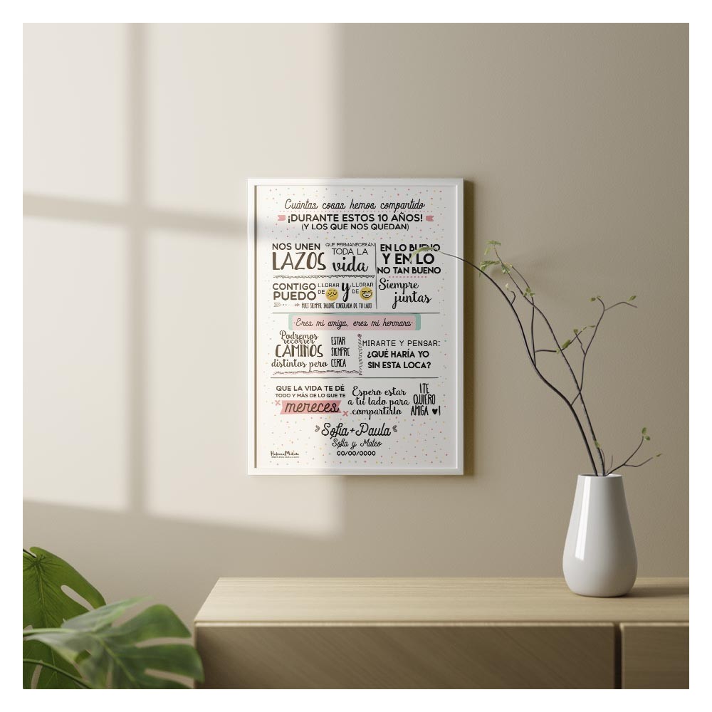 Lámina Amiga, cuantas cosas hemos compartido, durante estos años.