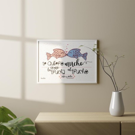 Lámina personalizada - Te quiero mucho como la trucha al trucho Lámina personalizada - Te quiero mucho como la trucha al trucho