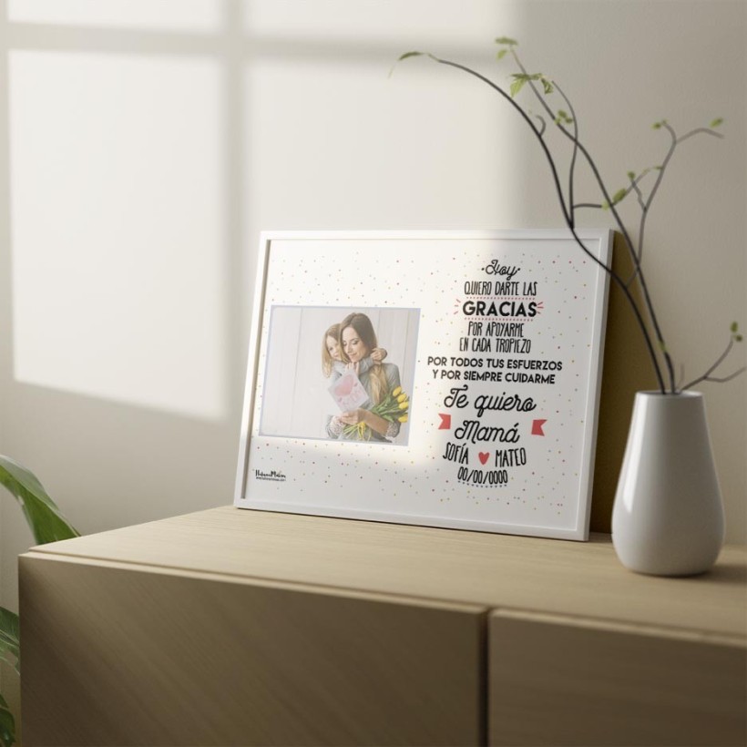 Lámina personalizada con foto "Te quiero mamá". 2