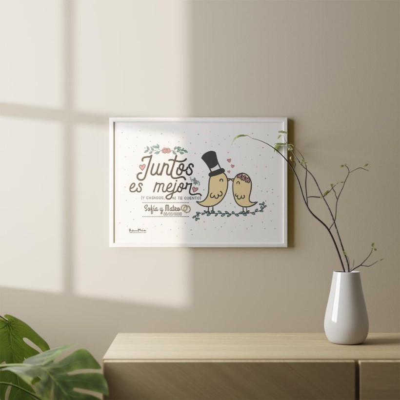 Lámina personalizada - Juntos es mejor y casados ni te cuento Lámina personalizada - Juntos es mejor y casados ni te cuento
