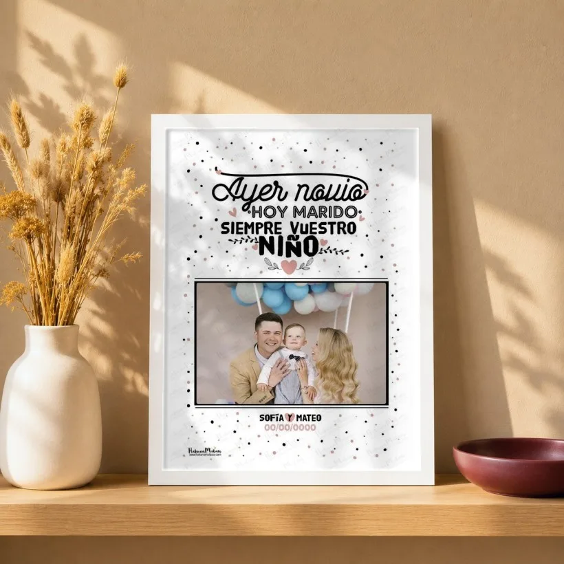 Lámina personalizada con foto – Ayer novio, hoy marido | Hakuna Mataza