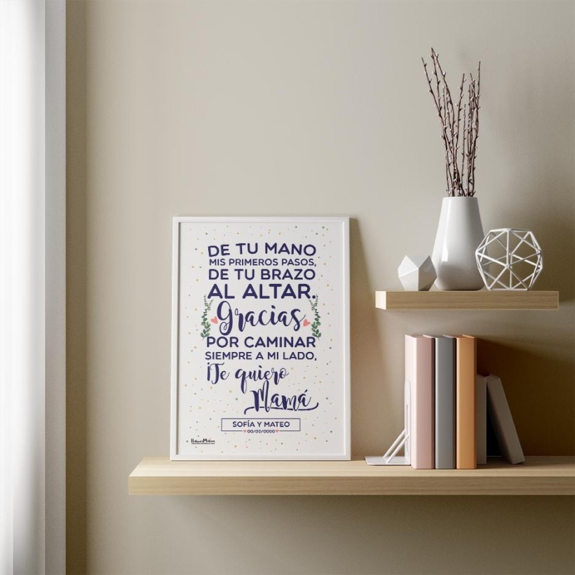 Lámina personalizada para boda “De tu brazo al altar” con nombres y fecha 2