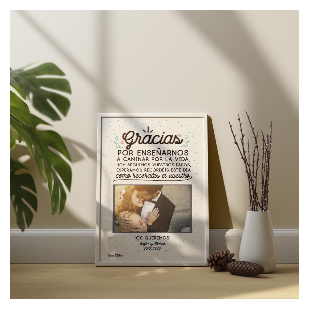 Lámina personalizada con foto - Gracias por enseñarnos a caminar por la vida