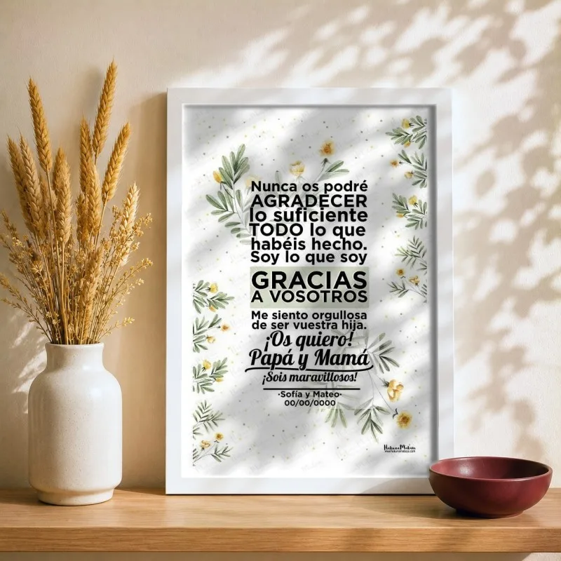 Lámina personalizada para padres – Os quiero papá y mamá | Hakuna Mataza