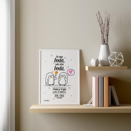 Lámina personalizada - (Pingüinos)De una boda, sale otra boda Lámina personalizada - (Pingüinos)De una boda, sale otra boda