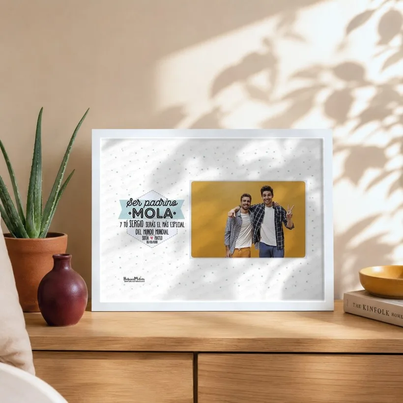 Lámina personalizada con foto - Ser parte padrino / madrina mola · ejemplo de personalización