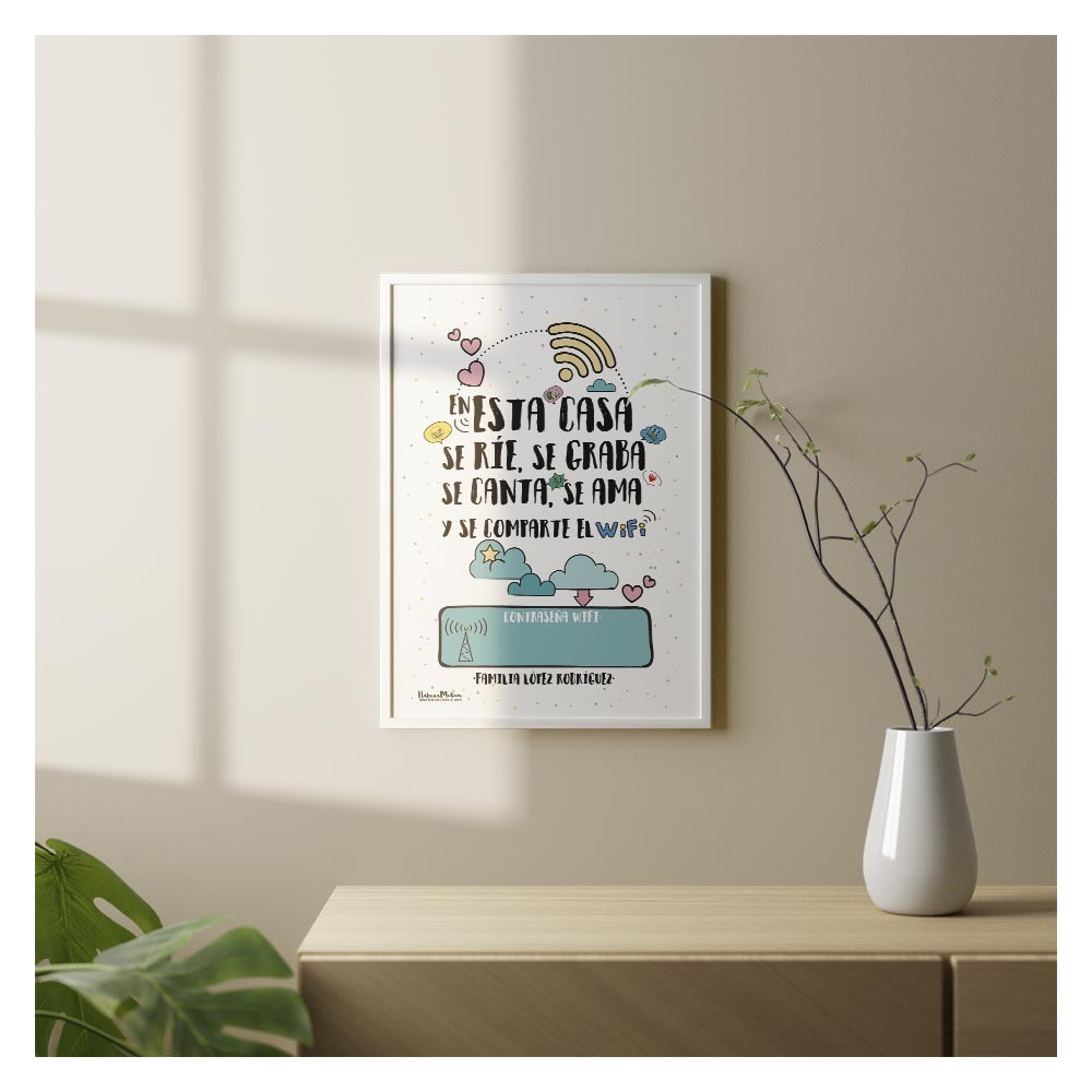 Lámina personalizada - En esta casa se comparte el wifi