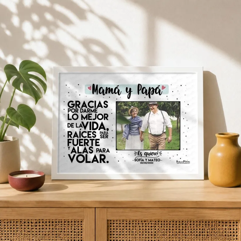 Lámina personalizada con foto - Mamá y Papá gracias por darme lo mejor | Hakuna Mataza