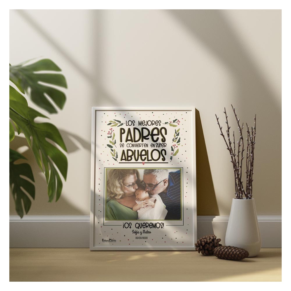 Lámina personalizada con foto - Súper abuelos que fueron padres