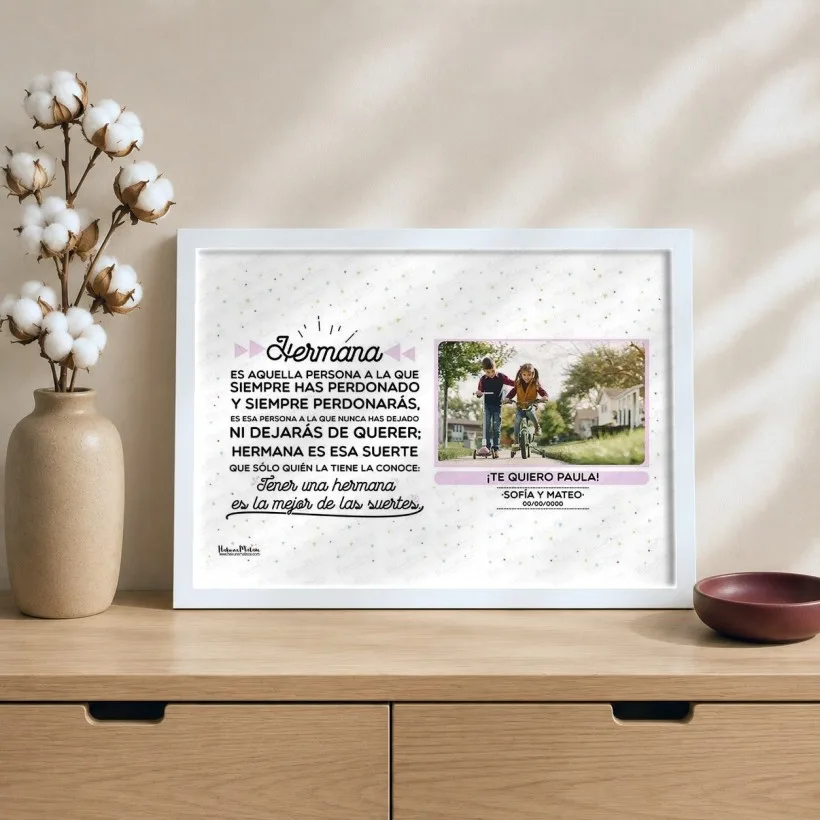 Lámina personalizada con foto - Tener una hermana es la mejor de las suertes | Hakuna Mataza