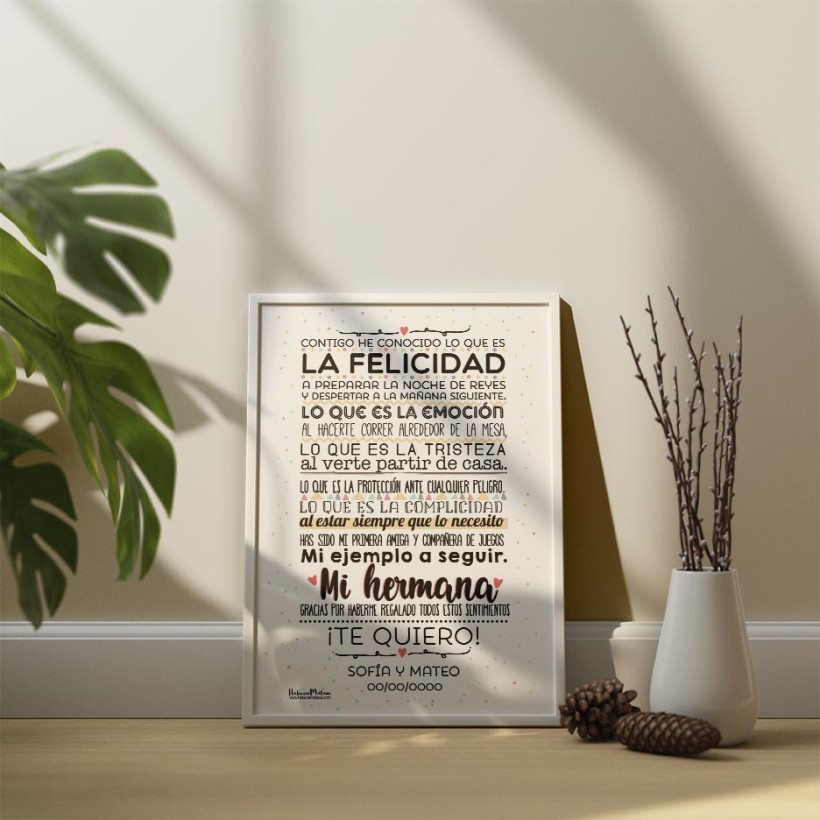 Lámina personalizada - Contigo he conocido lo que es la felicidad Lámina personalizada - Contigo he conocido lo que es la felicidad