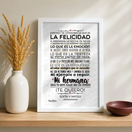 Lámina personalizada - Hermana contigo he conocido lo que es la felicidad | Hakuna Mataza