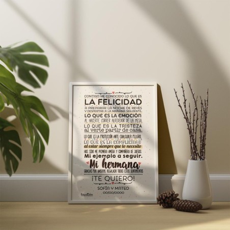 Lámina personalizada - Contigo he conocido lo que es la felicidad Lámina personalizada - Contigo he conocido lo que es la felicidad