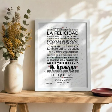 Lámina personalizada - Hermano contigo he conocido lo que es la felicidad | Hakuna Mataza