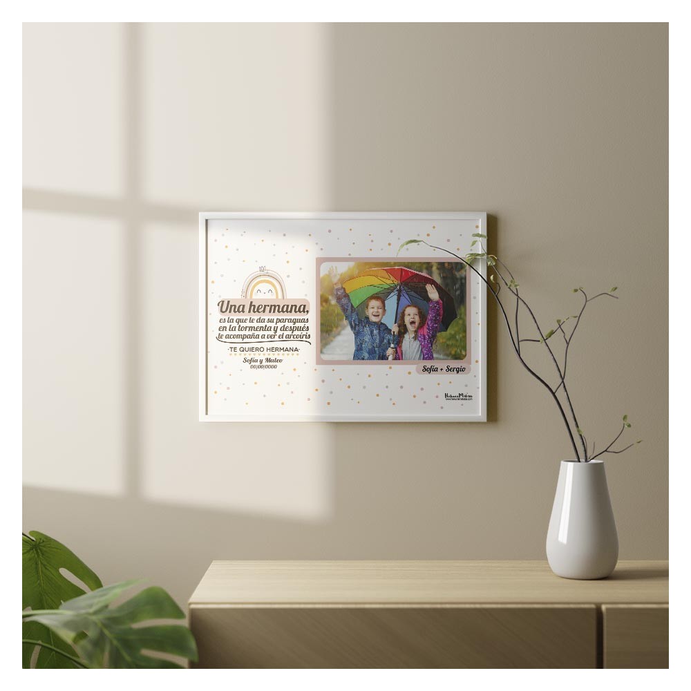 Lámina personalizada con foto - Un hermano / hermana es el que te da su paraguas