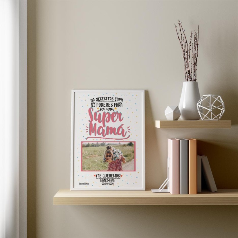 Lámina personalizada con foto - Súper Mamá Lámina personalizada con foto - Súper Mamá