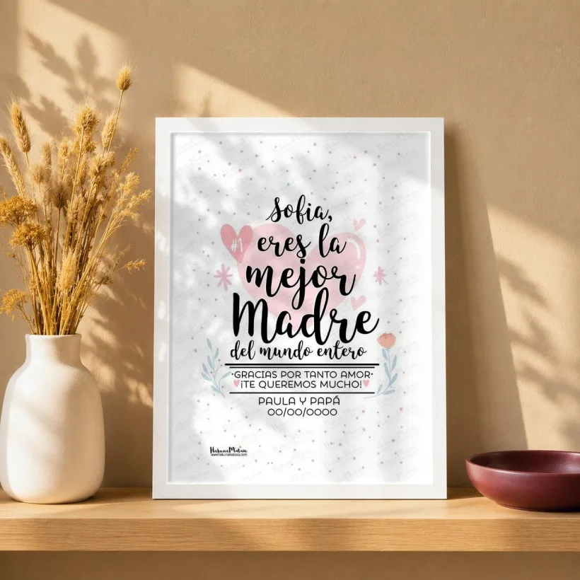 Lámina personalizada - Eres la mejor madre del mundo entero | Hakuna Mataza