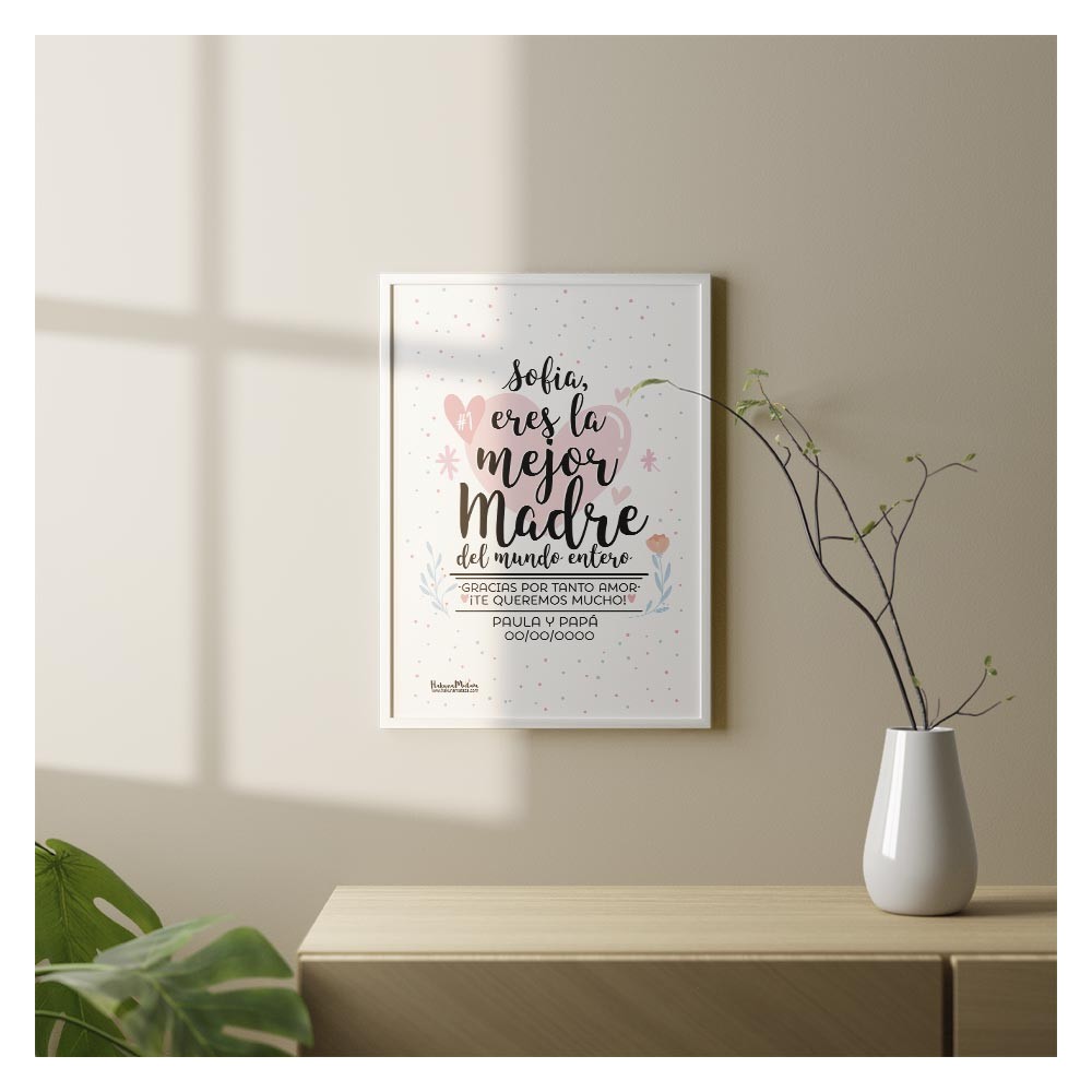 Lámina personalizada - Eres la mejor madre del mundo entero