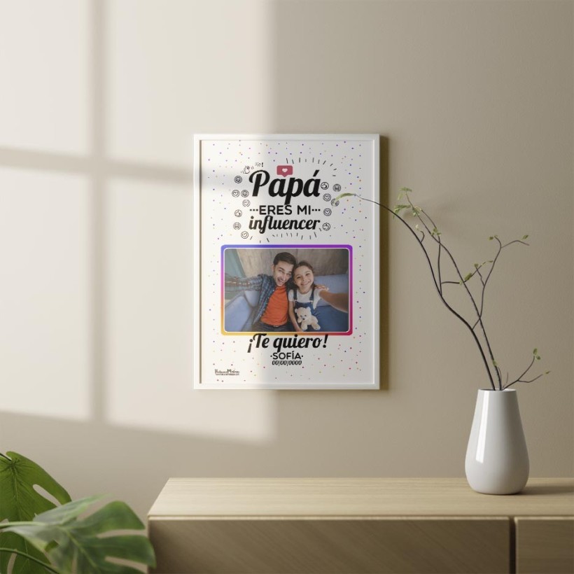 Lámina personalizada con foto - Papá eres mi influencer Lámina personalizada con foto - Papá eres mi influencer