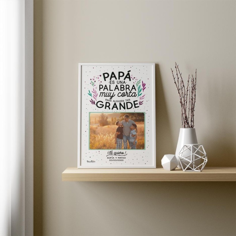 Lámina personalizada con foto - Papá es una palabra muy corta