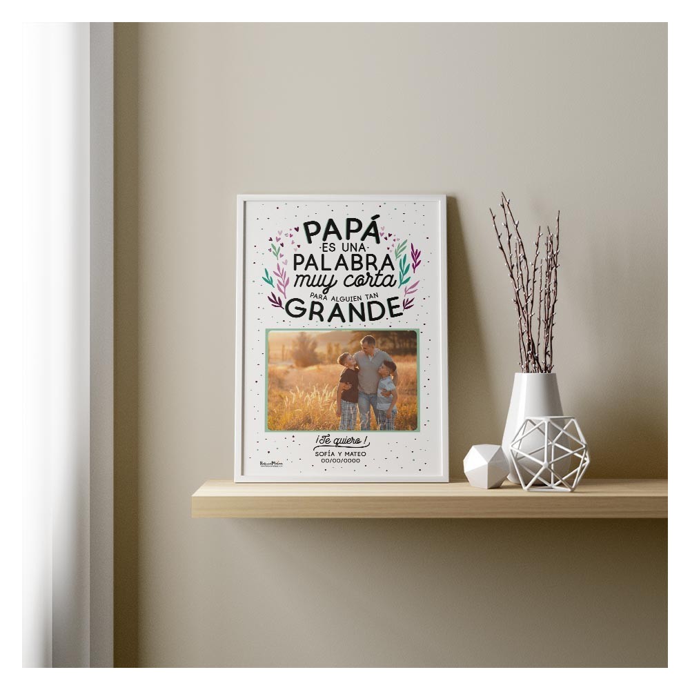 Lámina personalizada con foto - Papá es una palabra muy corta