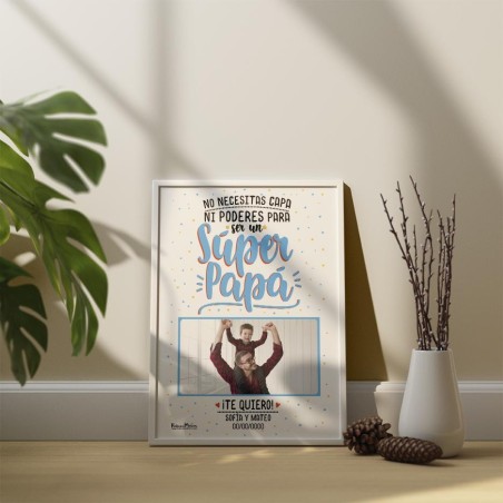 Lámina personalizada con foto para celebrar a tu papá y su rol como el mejor papá del mundo.