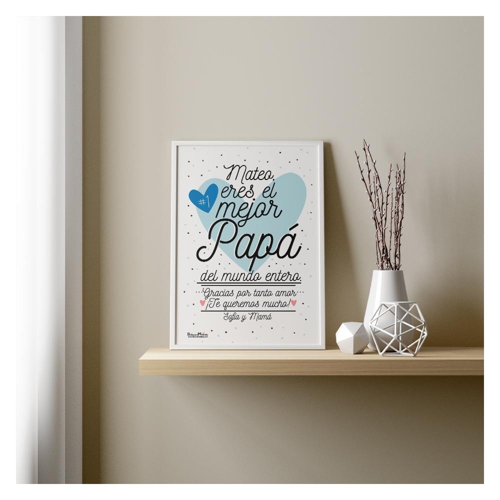 Lámina sin foto para celebrar el Día del Padre, personalizada con mensaje para papá.