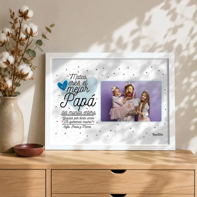 Lámina personalizada con foto - Eres el mejor papá del mundo entero | Hakuna Mataza