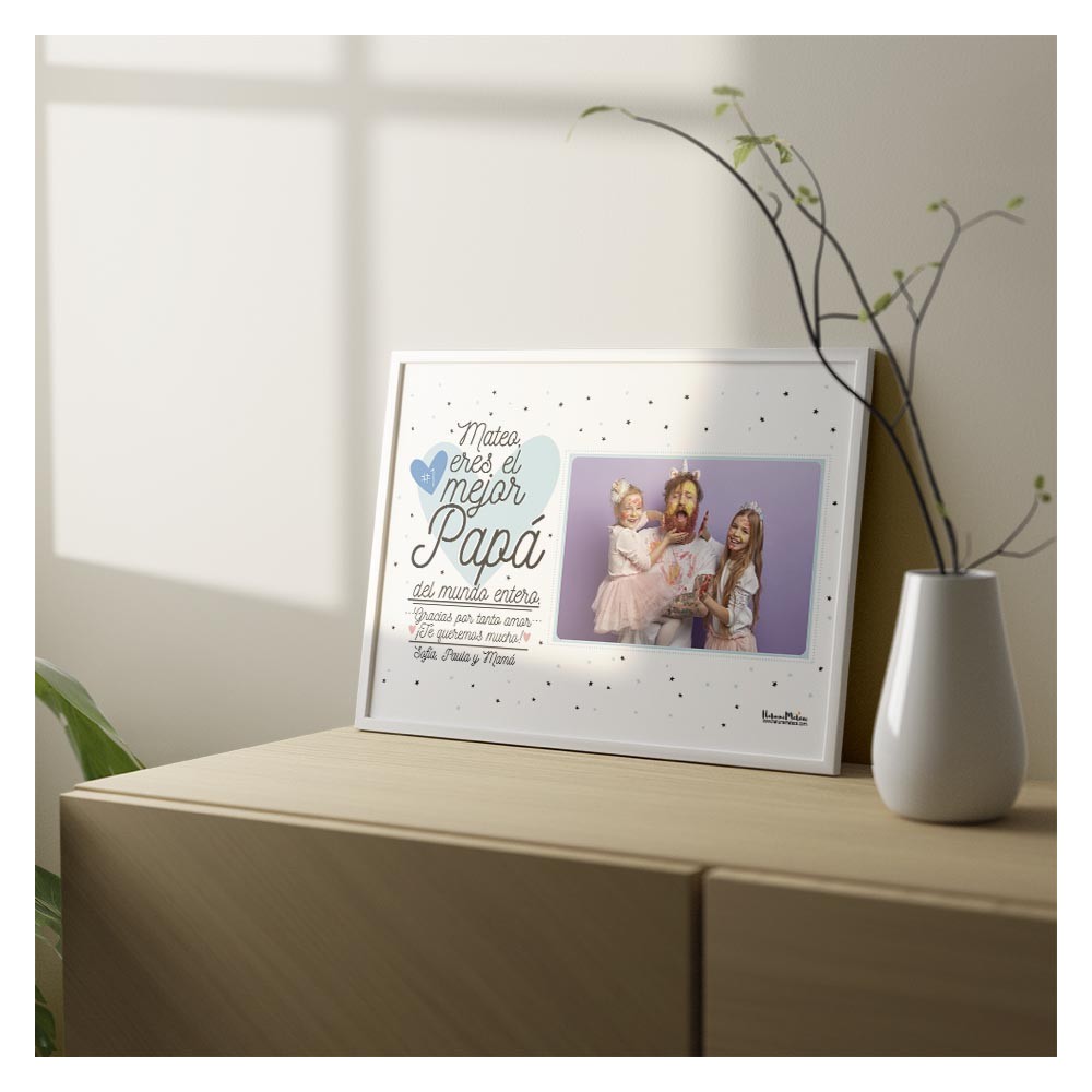 Lámina con foto para papá, con espacio para personalización del mensaje.
