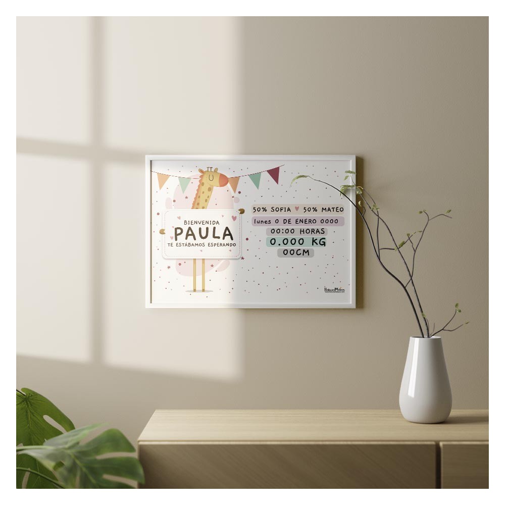 Lámina Natalicio - Jirafa rosa