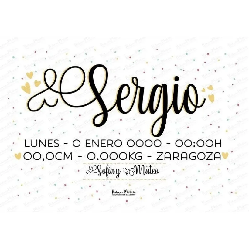 Lámina natalicio personalizada - Nombre en grande con ornamentos | Hakuna Mataza 2