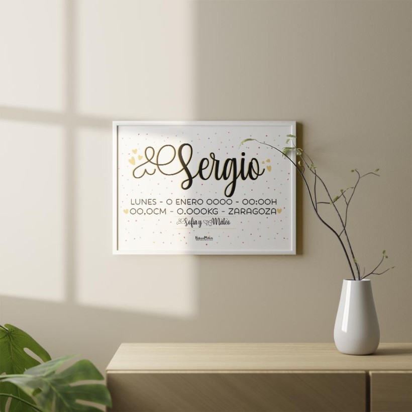 Lámina personalizada - Nombre en grande con ornamentos