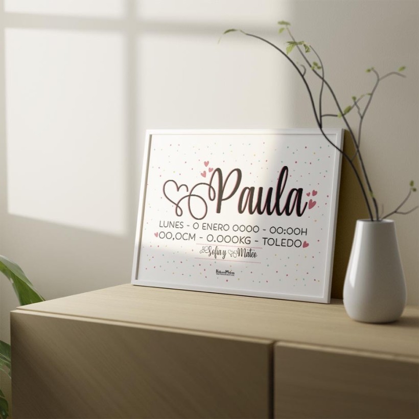 Lámina Natalicio - Nombre rosa 2