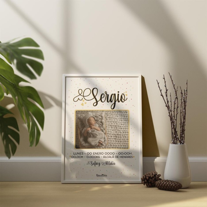 Lámina personalizada con foto - Nombre en grande con ornamentos Lámina personalizada con foto - Nombre en grande con ornamentos