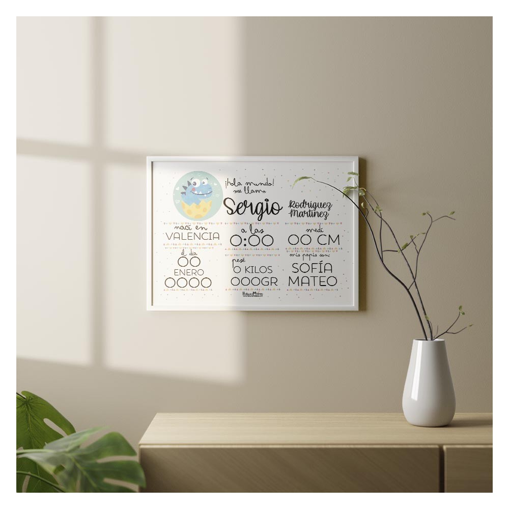 Lámina Natalicio - Huevo dinosaurio