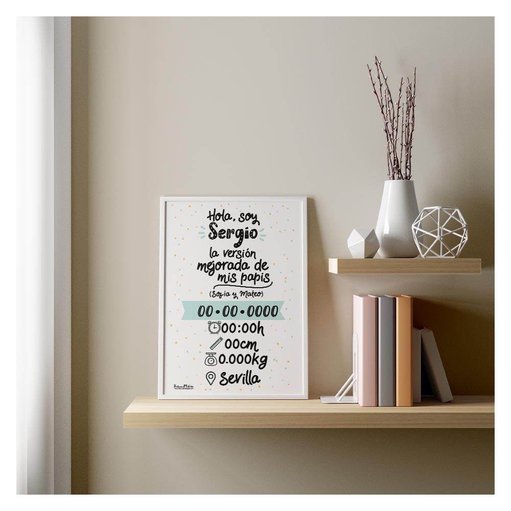 Lámina natalicio personalizada - Soy la versión mejorada de mis papis