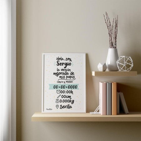 Lámina natalicio personalizada - Soy la versión mejorada de mis papis Lámina natalicio personalizada - Soy la versión mejorada de mis papis
