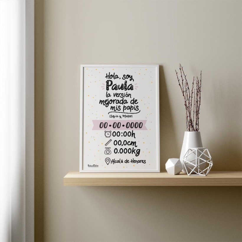 Lámina Natalicio - Soy la versión mejorada rosa 2